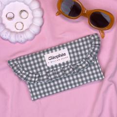 Foto van het artikel Brillenetui Alizée in grijze ruitjesstof – Handgemaakt in België