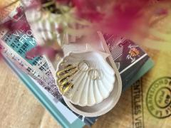 Coquille dorée en Jesmonite – objet d’art fait main, parfait petit cadeau chic / Goudkleurige Jesmonite schelp – handgemaakt kunstobject, chic cadeau-idee / Golden Jesmonite shell – handmade art object, perfect small chic gift