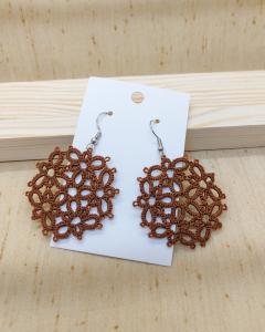 Photo de l'article Chocolat – Boucles d’oreille ronde en dentelle Frivolité