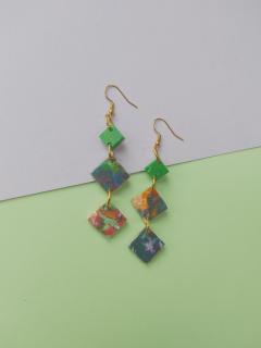 Photo de l'article Boucles d'oreilles - vert, multicolore, doré - plastique recyclé