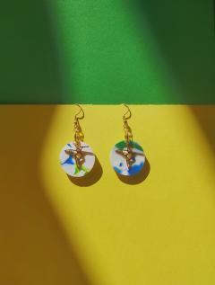 Photo de l'article Boucles d'oreilles - mélodie du colibri - plastique recyclé