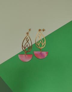 Photo de l'article Boucles d'oreilles - rouge doux & doré - plastique recyclé