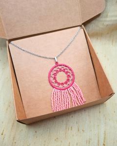 Photo de l'article Collier rond avec perles - Rose