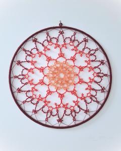 Photo de l'article Mandala mural - Pêche, corail et rouge (Ø 28 cm)