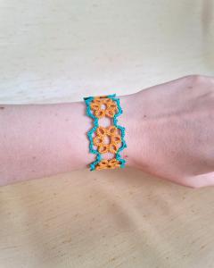 Photo de l'article Bracelet motif floral - Vieil or et vert acidulé