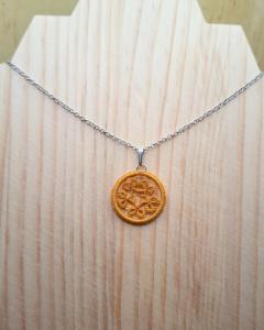 Photo de l'article Collier pendentif rond - Marron Viel Or