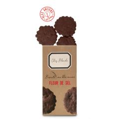 Trio de biscuits chocolat noir et fleur de sel en étui cadeau – édition artisanale exclusive Chez Blanche – fabriqué avec le chocolat Jean Galler / Geschenkpakket met Belgische koekjes met fleur de sel en donkere chocolade – handgemaakt door Chez Blanche met Jean Galler chocolade / Artisan chocolate & fleur de sel cookie trio by Chez Blanche – elegant Belgian gift with Jean Galler chocolate