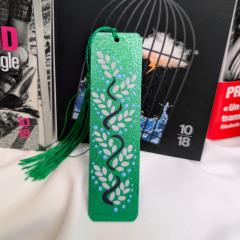 Photo de l'article Marque-page (signet) en bois avec "flochette" de couleur assortie - peint à la main en Dot Art