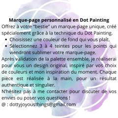 Photo de l'article Marque-page (signet) en bois avec "flochette" de couleur assortie - peint à la main en Dot Art - COMMANDE PERSONNALISÉE