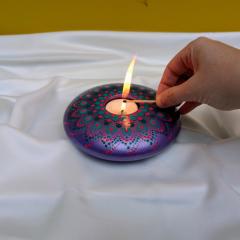 Picture of the product XL Round Candle Holder - Purple Frequency
