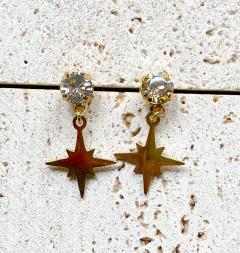 Boucles étoile et cristal – Bijou fait main raffiné et scintillant pour illuminer une tenue / Stervormige oorbellen met kristal – Sprankelend en stijlvol geschenk / Star-shaped earrings with crystal – Sparkling handmade gift idea