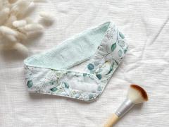 Bandeau démaquillage éco – imprimé eucalyptus, tissu doux / Eco gezichtslint – eucalyptusprint, zachte stof / Eco face headband – eucalyptus print, soft fabric