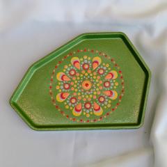 Photo de l'article Plateau asymétrique / vide-poche - Taille M - Mandala & Dot Art - Pièce unique en Jesmonite, 100% moulée et peinte à la main