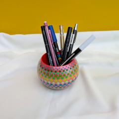 Photo de l'article Porte crayons - Mandala & Dot Art - Pièce unique en Jesmonite, 100% moulée et peinte à la main