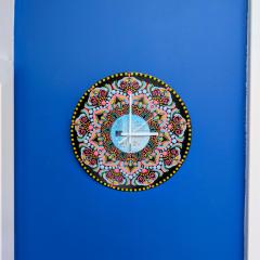 Photo de l'article Horloge murale - pièce unique sur vinyle upcyclé - Dot Art coloré & 100% peint à la main