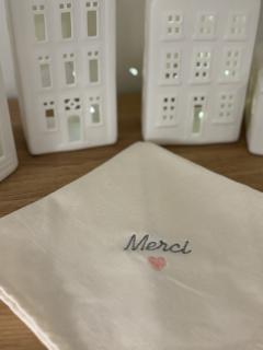 Photo de l'article Serviette de table personnalisée en coton bio - coloris crème