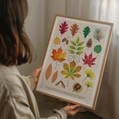 Affiche herbier décorative, illustration botanique artisanale, décoration murale nature / Botanische herbarium poster, ambachtelijke illustratie, natuurlijke wanddecoratie / Botanical herbarium art print, handmade illustration, nature wall decor