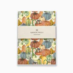 Carnet de notes courges illustrées, papeterie artisanale automnale, cadeau créatif made in Belgium / Notitieboek met pompoenillustraties, ambachtelijke herfstpapeterie uit België / Pumpkin illustrated notebook, artisanal autumn stationery, made in Belgium gift