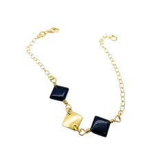 Photo de l'article Bracelet Lola – Argent vermeil & agate noir