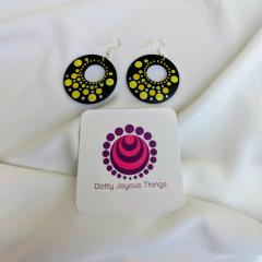 Photo de l'article Boucles d'oreille en bois "Dotty Dots" - Dégradés de jaune