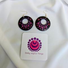 Photo de l'article Boucles d'oreille en bois "Dotty Dots" - Dégradés de mauve (2)