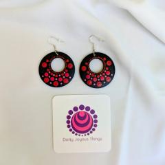 Photo de l'article Boucles d'oreille en bois "Dotty Dots" - Dégradés de rouge