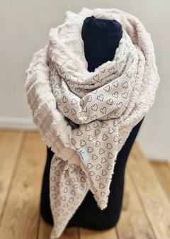Photo de l'article Grand Foulard Triangle Dame Coeur Beige Clair