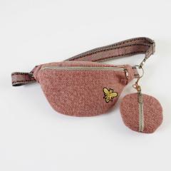 Photo de l'article Sac banane en lainage rose & porte-monnaie assorti