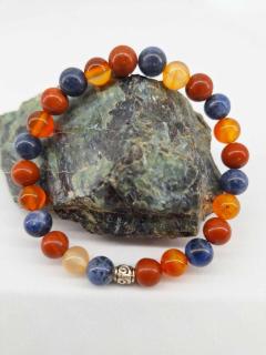 Bracelet vitalité en cornaline, jaspe rouge et sodalite, bijou énergétique fait main à offrir / Vitaliteitsarmband met carneool, rode jaspis en sodaliet, handgemaakt energiejuweel / Vitality bracelet with carnelian, red jasper and sodalite, handmade energy jewelry