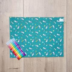 Photo de l'article Set de table à colorier – Maki Vert / Tipi, lavable et réutilisable