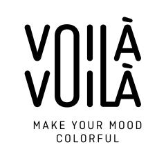 Logo Voilà Voilà – Make Your Mood Colorful, symbole d’un design belge éthique, coloré et joyeux. Une marque artisanale qui illumine le quotidien. Logo van Voilà Voilà, Belgisch merk dat kleur & vreugde brengt met duurzaam design. Voilà Voilà logo – Belgian brand of colorful handmade creations & positive design energy.