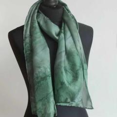 Picture of the product Hand-painted silk scarf – Unique forest green design