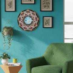 Photo de l'article Horloge murale - pièce unique sur vinyle upcyclé - Dot Art coloré & 100% peint à la main