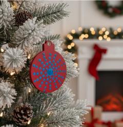 Photo de l'article Boule de Noël double face - Bleu foncé sur rouge