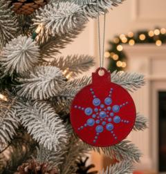 Photo de l'article Boule de Noël double face - Bleu sur rouge