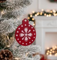 Photo de l'article Boule de Noël double face - Rose pâle sur rouge (2)