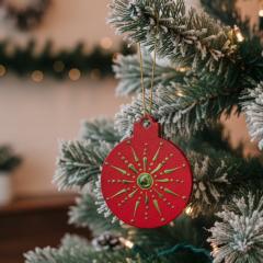Photo de l'article Boule de Noël double face - Doré sur rouge