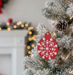 Photo de l'article Boule de Noël double face - Rose + Vert sur rouge