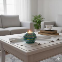 Photo de l'article Bougeoir sphérique XL - Base turquoise