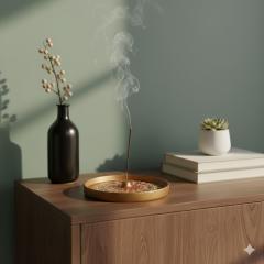 Photo de l'article Porte-encens - Format rond - Base dorée