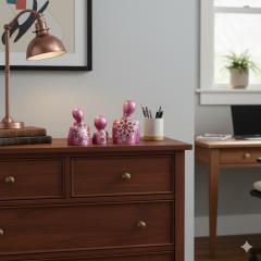 Photo de l'article Set de 3 petits penseurs "Dream big" - Modèle 2 - Mandala & Dot Art - Pièce unique en Jesmonite, 100% moulée et peinte à la main