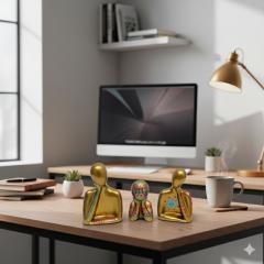 Photo de l'article Set de 3 petits penseurs "Dream big" - Modèle 3 - Mandala & Dot Art - Pièce unique en Jesmonite, 100% moulée et peinte à la main