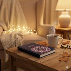 Agenda bien-être 2026 chakra couronne dans ambiance cocooning, rituel de journaling et relaxation, cadeau zen / Wellness agenda 2026 kruinchakra in cocoon setting, journaling en ontspanningsritueel, zen cadeau / 2026 crown chakra wellness agenda in cozy setting, journaling and relaxation ritual, zen gift