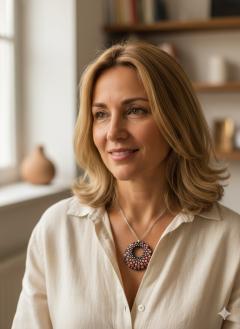 Photo de l'article Pendentifs en bois "Dotty Dots" - Dégradés de rose avec une touche de doré