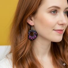 Photo de l'article Boucles d'oreille en bois "Dotty Dots" - Dégradés de mauve