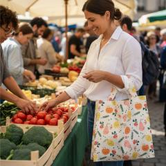 Photo de l'article Sac à courses pliable - Motif légumes colorés