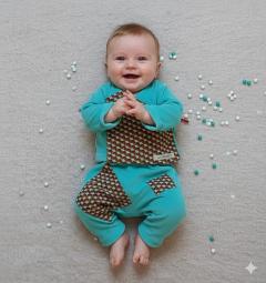 Ensemble bébé turquoise 3 mois – Look petit aventurier chic, vêtement naissance confortable et stylé, cadeau bébé coup de cœur / Baby outfit turquoise 3 maanden – Stijlvolle mini avonturier look, comfortabele geboortekleding, must-have kraamcadeau / Turquoise baby set 3 months – Stylish little explorer look, soft and comfy newborn outfit, heart-melting baby gift