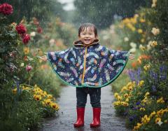 Picture of the product Softshell Rain Cape Feathers & Navy Fleece