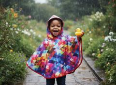 Picture of the product Softshell Rain Cape Kaleidoscope & white Fleece