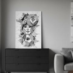Affiche A3 “Féminin pluriel” noir et blanc, illustration artistique signée, portrait féminin contemporain expressif, art mural moderne style galerie, décoration intérieure minimaliste sans cadre / A3-poster “Vrouwelijk Meervoud” zwart-wit, gesigneerde hedendaagse kunstillustratie, expressief vrouwenportret in galerijstijl, minimalistische wanddecoratie zonder kader / A3 black and white art print “Feminine Plural”, signed contemporary female portrait illustration, modern gallery-style wall art, minimalist unframed interior decor